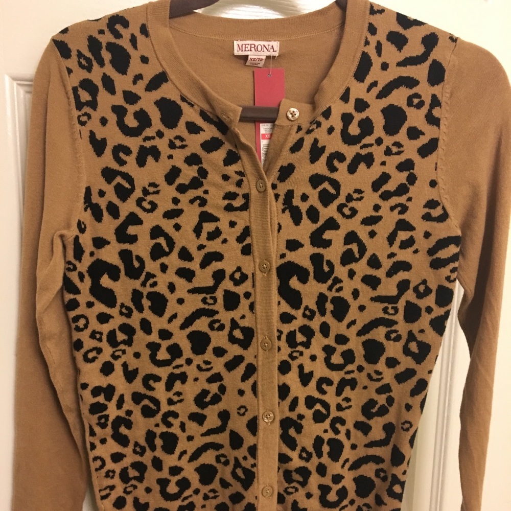 Merona Animal Print Cardigan NWT